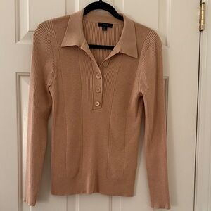 J. Crew Camel Ribbed Polo Sweater